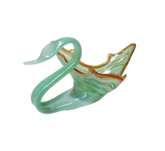 Sooner Art Glass Murano Style Swan Hand Blown Swirl MCM Bowl - $39.19