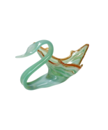 Sooner Art Glass Murano Style Swan Hand Blown Swirl MCM Bowl - $39.19