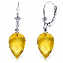 19 Carat 14K White Gold Pointy Briolette Drop Citrine Earrings - £287.74 GBP