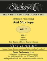 White - 1/2&quot; Fusible Knit Stay Tape SewkeysE Sold by the 25 yard Roll M494.09 - £7.19 GBP