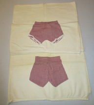 Excellent Vintage Hand Appliqued Flour Sack Pocket Boy Girl Pants Pillowcases - £7.86 GBP