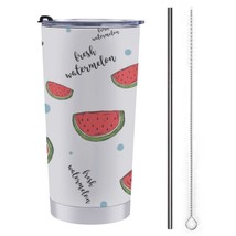 Mondxflaur Watermelon Steel Thermal Mug Thermos with Straw for Coffee - $20.98