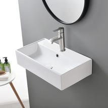 Contemporary 21&quot; X 12&quot; Porcelain Ceramic Wall Mounted Bathroom Vessel Sink, - £117.24 GBP