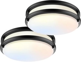 Etl Listed-2 Pack, Black Flush Mount Ceiling Light, Bilrect 10, And Bathroom. - $56.78