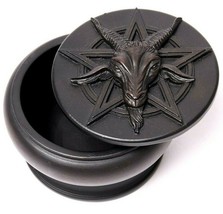 Alchemy Gothic Baphomet Black Goat Diety Trinket Box Lid Resin Gift Decor V101 - £18.76 GBP