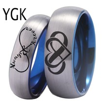Couple Wedding Jewelry For Lovers Couple Tungsten Ring Matte With Blue Tungsten  - £30.93 GBP