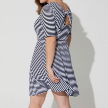 Torrid Plus Size 6X-30 Black White Striped Skater Dress, Pockets - £27.07 GBP