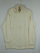 Vtg Valerie Stevens Lambswool Blend Cowl Sweater Ivory Small Beaded Sz Small - £22.41 GBP