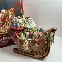 Vintage Fitz and Floyd Santa’s Sleigh Cookie Jar Handcrafted Holiday Decor Large - £188.63 GBP