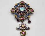 Joan Rivers Kaleidoscope of Color Brooch Faux Opal &amp; Crystal Floral Copp... - $48.37