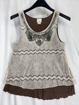 VTG Day Trip Buckle Women’s Size M Brown Lacey Sheer Embellish Sleeveles... - £9.12 GBP