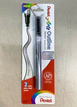 NEW SEALED Pentel Dual-Color Outline Marker Pen BLACK SILVER Metallic MSP60 - £5.23 GBP