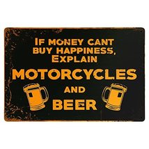 If Money Can&#39;t Buy Happiness Explain Motorcycles And Beer Bar Wall Decor Sign - £11.21 GBP