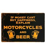 If Money Can&#39;t Buy Happiness Explain Motorcycles And Beer Bar Wall Decor... - £11.00 GBP