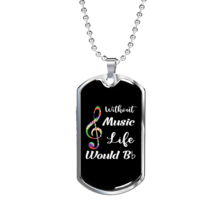 Musician Necklace Without Music Life is Bb Necklace Stainless Steel or 18k Gold - £37.31 GBP+