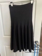 Women’s DKNY Black Pleated Smocked Waist Skirt Y2K Woven Size Small Stretch - $22.91