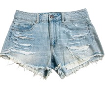 American Eagle Hi-Rise Festival Blue Distressed Shorts NWT Size 6 - £31.14 GBP