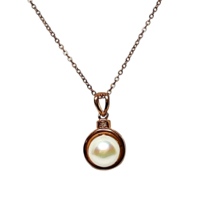 Rose Gold Vermeil Pendant Necklace Sterling Silver Pearl Gemstone Italy 17&quot; - £18.98 GBP