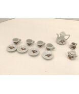 Vintage small miniature doll 4 serving tea set with pot sugar creamer pi... - $362.29 MXN