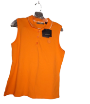 Liz Claiborne Collard Quarter Button Sleeveless Polo Bright Orange Women Size Xl - £13.23 GBP