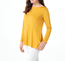 Joan Rivers Luxe Knit Long Sleeve Swing Top w/ Pockets- INCA GOLD, XL - £17.40 GBP