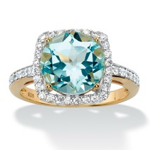 PalmBeach Jewelry 5.86 TCW Genuine Topaz and CZ Gold-Plated Sterling Silver Ring - £50.09 GBP