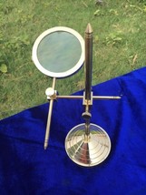 Vintage Solid Brass Desktop Magnifying Glass Adjustable Stand Magnifier ... - £22.50 GBP