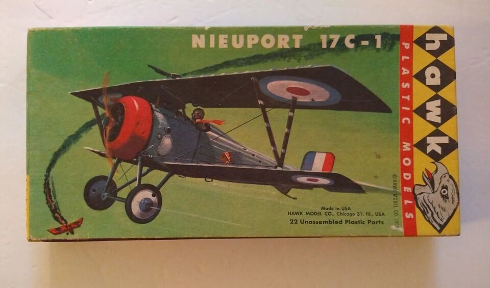 Vintage Hawk Nieuport 17C-1 Model Kit WW1 Plane #613-50 - $12.64