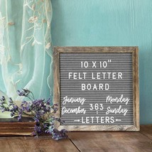 Changeable Felt Letter Boards 10x10 Inches, Rustic Wood Frame G Size: 10*10 Gray - £10.12 GBP