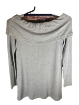 Anthropologie Sweater Eri &amp; Ali Womens Medium Light Wide Collar Gray - AC - $14.45
