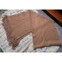 Brown Solid Scarf Wrap Shawl with Fringe Vintage 72&quot; Long - £9.46 GBP