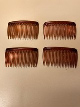 Vtg Set Lot 4 Tortoise Hair Side Combs 1.5&quot; Mod Boho 80&#39;s Hip Bride Salon Updo - £9.67 GBP