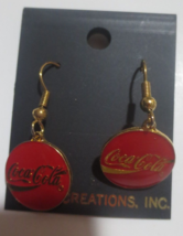 The Coca-Cola Company  metal disc with Swirl Earrings 1994 - £7.58 GBP