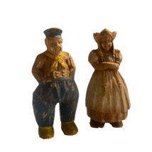 Antique Vtg Syroco Wood Castings Man &amp; Woman Figurines Lot Of 2 - £14.93 GBP