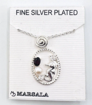 Marsala Fine Silver Plated Seahorse Garnet Pearl Necklace - £15.48 GBP