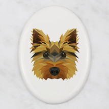 A ceramic tombstone plaque with a Yorkshire Terrier dog. Art-Dog geometr... - £7.85 GBP