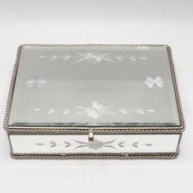 Mirror Glass Trinket Jewelry Dresser Box - £55.69 GBP