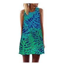 Summer  Short Dress Women O Neck Casual  Print Mini dress Ladies Casual Boho Bea - £57.48 GBP