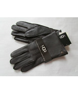 UGG Gloves Tech Smart Leather Lambswool Whip Stitch Brown Large - $168.50 CAD