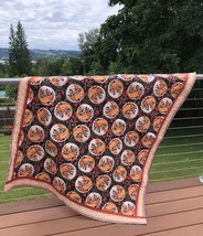 Goldfish Asian Koi Design Lap Quilt Cotton Wall Hanging Travel Nap Quilted 46x58 - £15.56 GBP