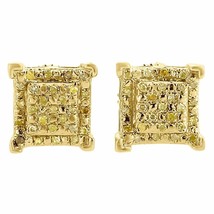 Yellow Diamond Earrings 10K Yellow Gold Round Cut Pave Kite Design Studs 2 Tcw. - £68.78 GBP