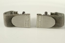 Vintage Mens Jewelry ANSON Silver Tone Metal Mesh Mid Century Modern Cuff Links - £19.22 GBP