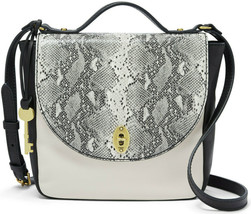 Fossil Vintage Classic Crossbody Black Leather Snake White SHB2357063 NWT FS - £55.26 GBP