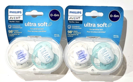 2 Packs Of 2 Philips Avent Ultra Soft 0-6m Pacifier For Sensitive Skin - £23.97 GBP