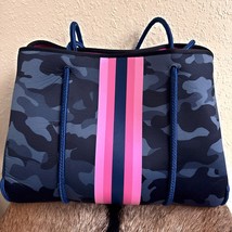 Haute Shore Greyson Crosstown Neoprene Tote Blue Pink Camo Travel Bag Bo... - $38.68
