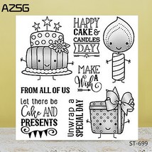 Happy Birthday Cake Candle Gift Face Smile Clear Stamps Card Making Album Craft - £8.68 GBP
