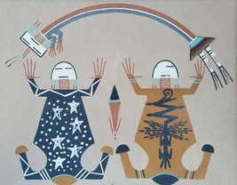 Rare Joe Smith &quot;Father Sky, Mother Earth&quot; Navajo Yeis Sand Painting Framed Art - £547.53 GBP