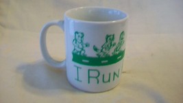 I Run For Fun White Ceramic Coffee Cup with Green Animals - £15.73 GBP
