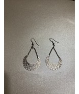 Vintage Silver Colored Round Filigree Dangle Earrings - $7.99