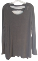 A.N.A Womens Top Black Knit Long Sleeve Cut Out Back Womens Size Large - £10.01 GBP
